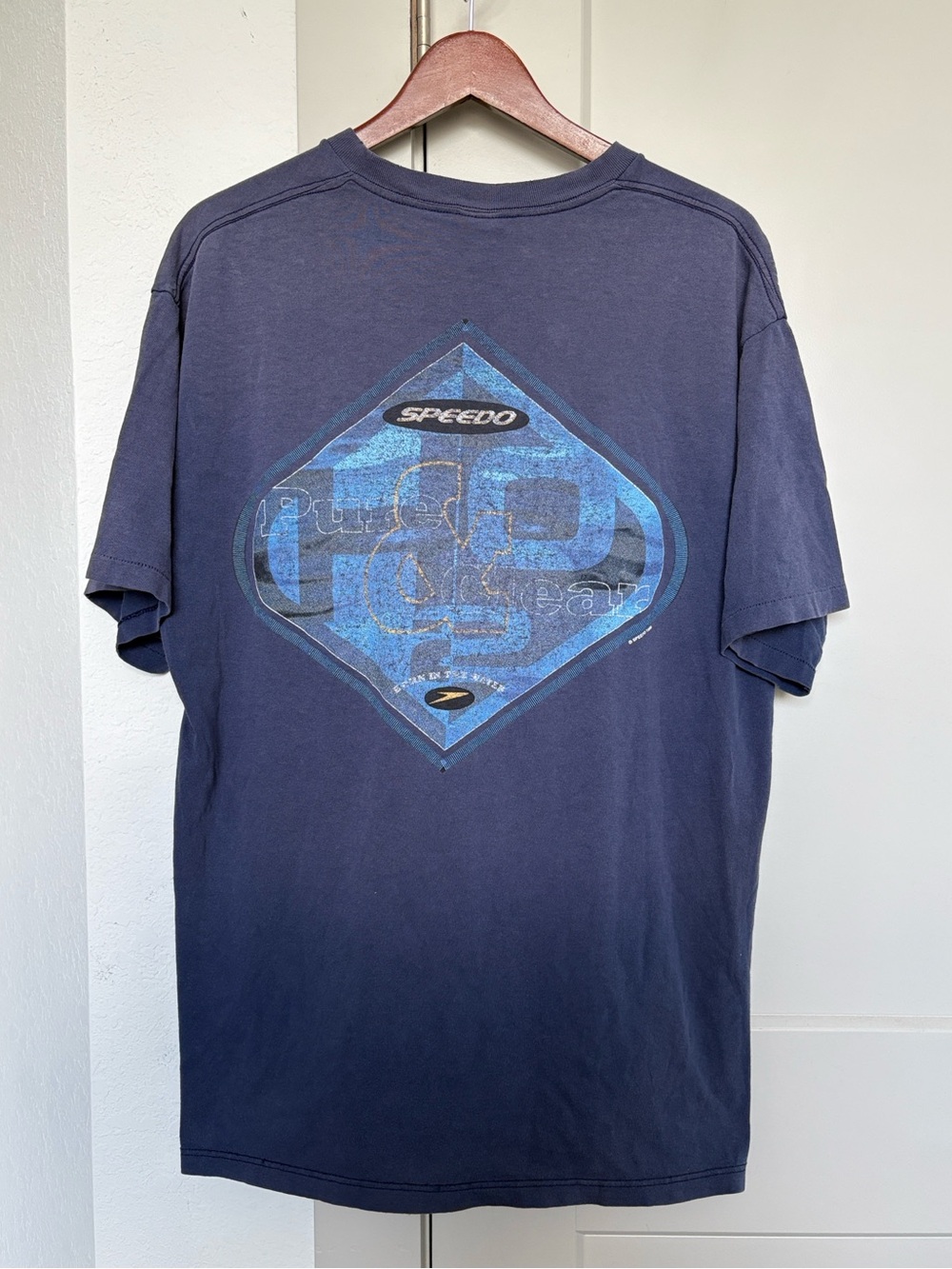 VINTAGE 1998 SPEEDO BLUE GRAPHIC SINGLE STITCH TSHIRT MENS XL